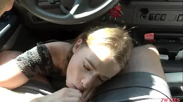 outdoor,blowjob,amateur,redhead,swallow,POV,public,midget,cum-in-mouth,car-sex